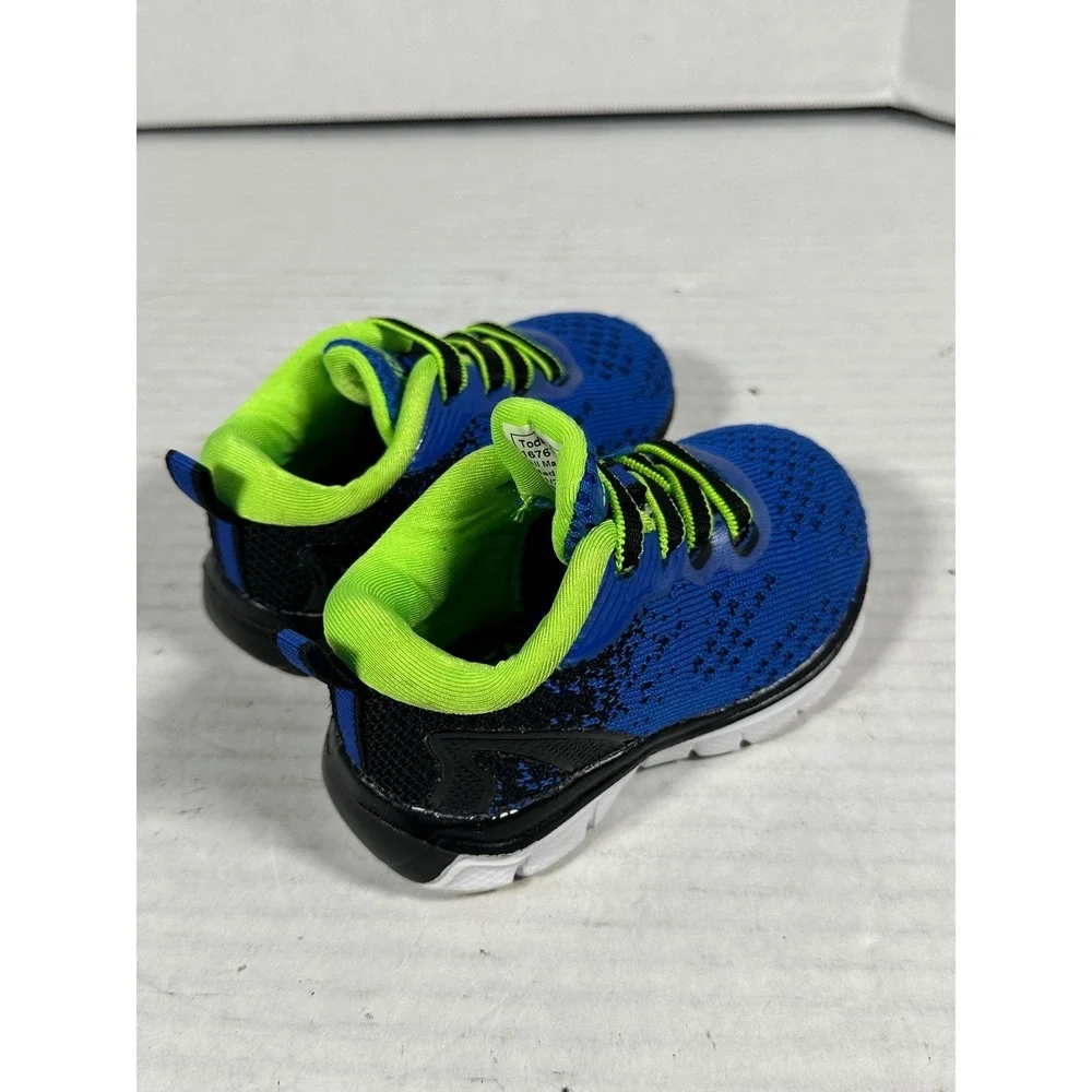 BCG Toddler Boys Blue Neon Green Memory Foam Athletic Sneakers‎ Size 5D 167610